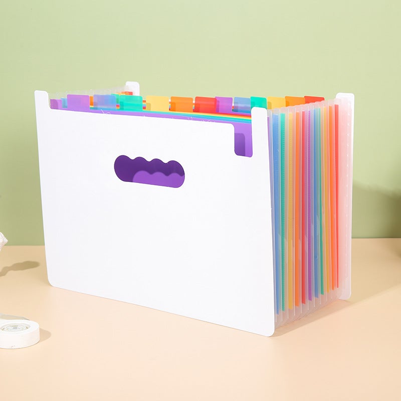 New Rainbow Classified Organ Bag A4 Bill Storage Bag Multi-Layer Document Document Bag Desktop Vertical Storage Bag - Image 1