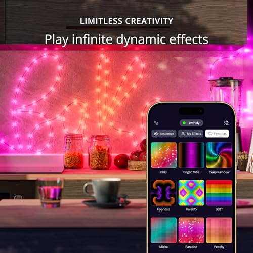 Twinkly Candies App-Controlled Star-Shaped USB-C LED Light String with 100 RGB (16 Mil. Colors) 6 M/19.7 FT. Clear Wire. USB-C Adapter Not Included - Image 5