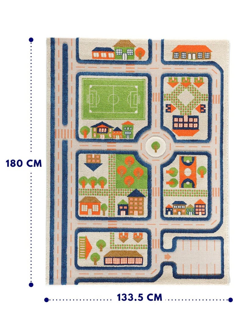 IVI 3D Play Carpet Traffic Design - Large | Blue | Activity Playmat for Kids & Children | Bedroom, Living Room, Nursery Rug | Polypropylene | Foldable | 180 cm x 134 cm - Image 2