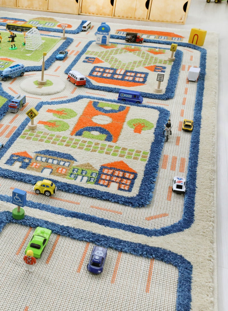 IVI 3D Play Carpet Traffic Design - Large | Blue | Activity Playmat for Kids & Children | Bedroom, Living Room, Nursery Rug | Polypropylene | Foldable | 180 cm x 134 cm - Image 4