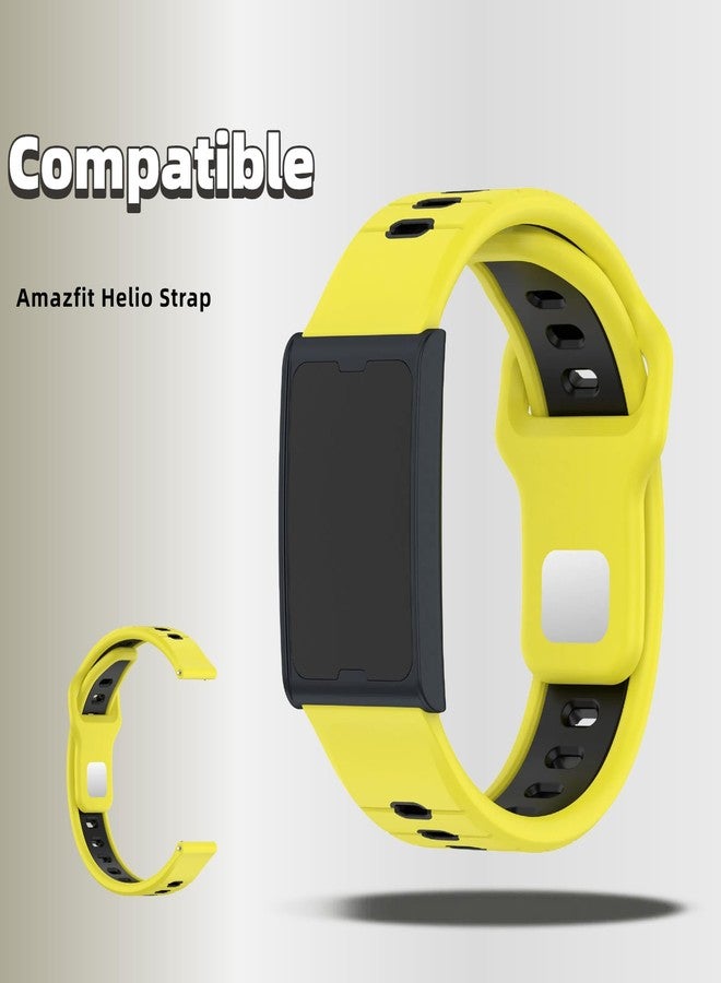 QHBAMD 3 Pack Compatible for Amazfit Helio Strap Silicone Band- Soft Breathable Waterproof Sport, Adjustable for Women Men - Image 2