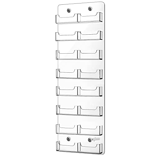 Lincia Acrylic Business Card Holder Wall Mount Clear Sticker Display Rack Multiple Clear Card Organizing Sticker Display Stand Pre Drilled Acrylic Holders(16 Pocket) - Image 1