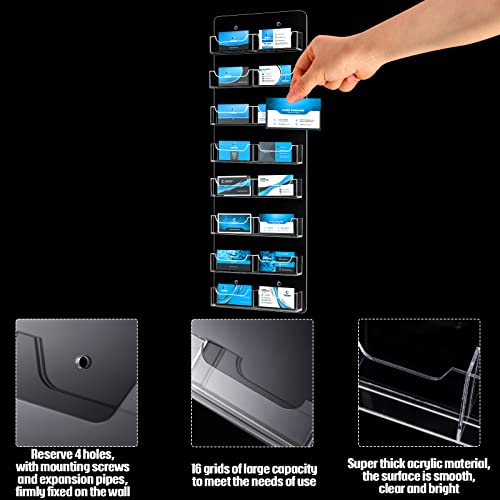 Lincia Acrylic Business Card Holder Wall Mount Clear Sticker Display Rack Multiple Clear Card Organizing Sticker Display Stand Pre Drilled Acrylic Holders(16 Pocket) - Image 3