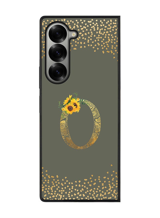 Stylizedd Rugged Black edge case for Samsung Galaxy Z Fold6, Slim fit Case Cover - Custom Monogram Initial Letter Floral Pattern Alphabet - O (Olive Green ) - Image 1