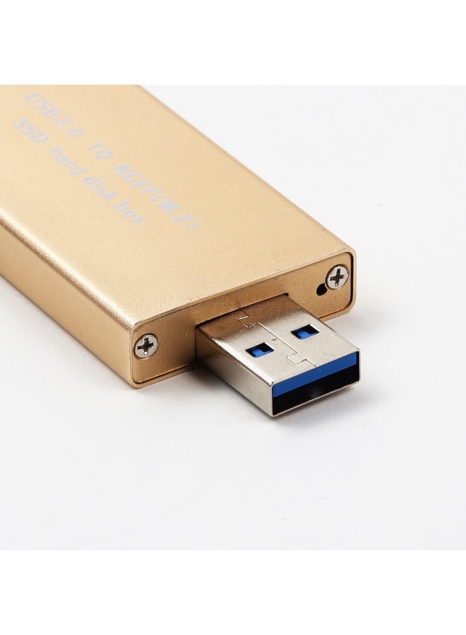 NGFF Small Hard Disk Sata Protocol To USB3.0 Wireless In-line Adapter Box M.2 Solid State SSD2242 Box-Color:Gold