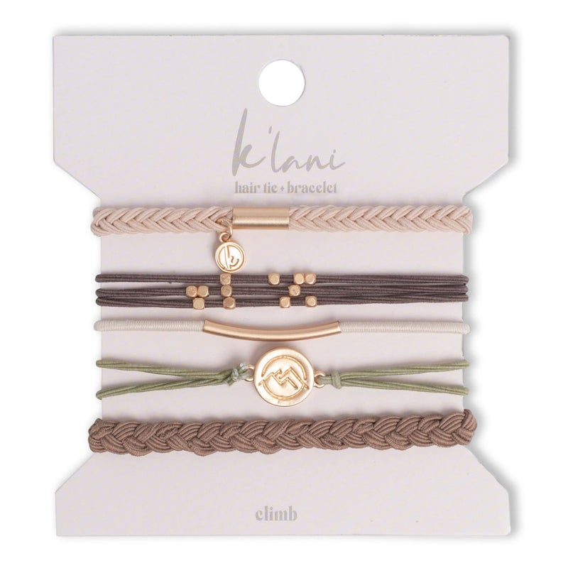 K'lani Climb Bracelets for Women – Elastic Bracelets and Boho Hair Ties – Cute Hair Ties for Women and Hair Tie Accessories – Stylish Bracelets Boho Style for Hair and Wrist – Set of 5 (Medium) - Image 1