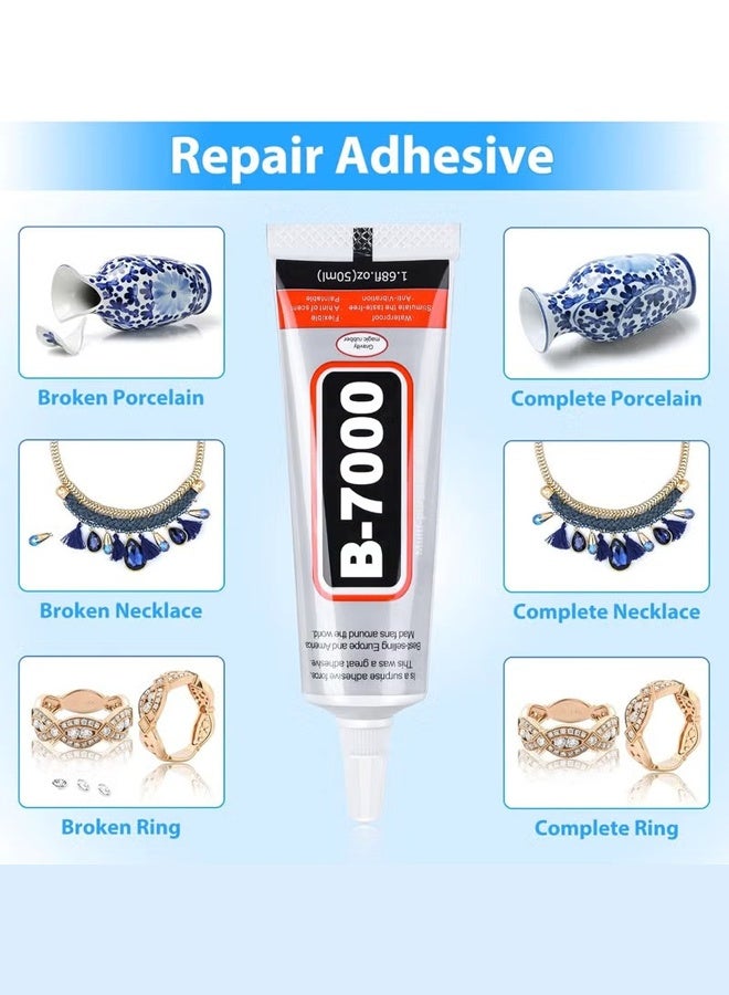(2pcsx50 ml) B-7000 Super Glue, Industrial Strength Adhesive B7000 Multifunctional Glue Paste for Rhinestones Crafts, Clothes Shoes, Fabric, Jewelry Making, Cell Phones, Tablet, Wood, Rubber, Leather Textile - Image 5