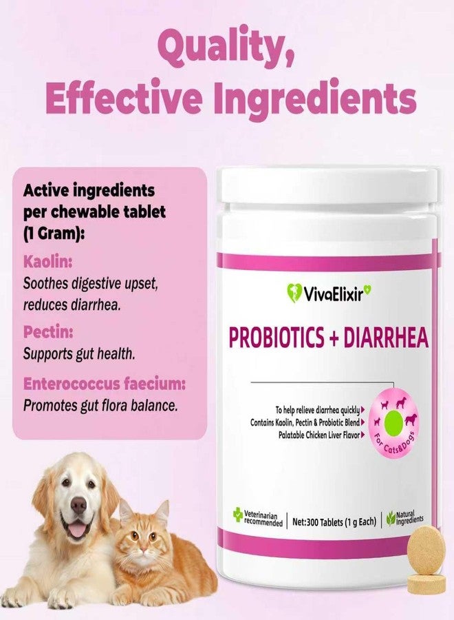 VivaElixir Probiotics for Dogs - Diarrhea Relief for Dogs and Cats - Supports Relief of Diarrhea and Loose Stools - Supports Digestive Balance and Gut Health - with Kaolin Clay and Probiotics - 300 Tablets - Image 3