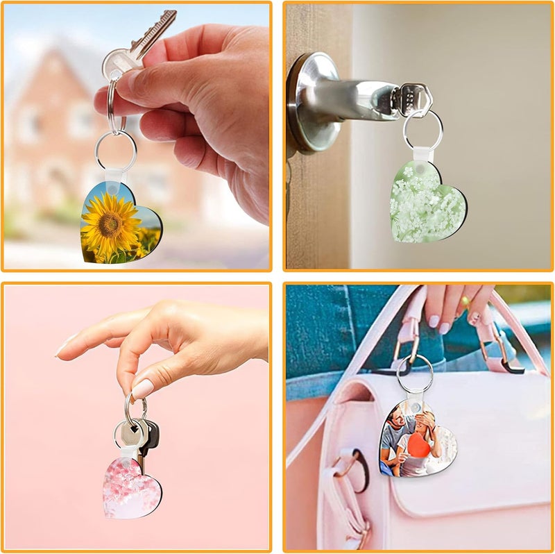 20 sets of keychains, blank boxes, double-sided keychains with keychains, DIY Valentine's Day decorations - Image 2