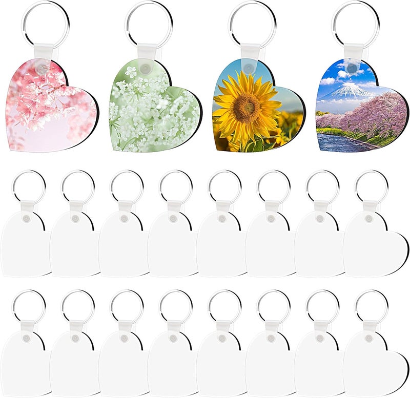 20 sets of keychains, blank boxes, double-sided keychains with keychains, DIY Valentine's Day decorations - Image 1