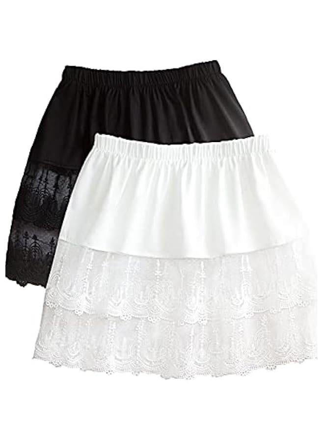 Women's Lace Extender Mini Lace Underskirt Skirts Half Slip Extra Length Plus Size - Image 1