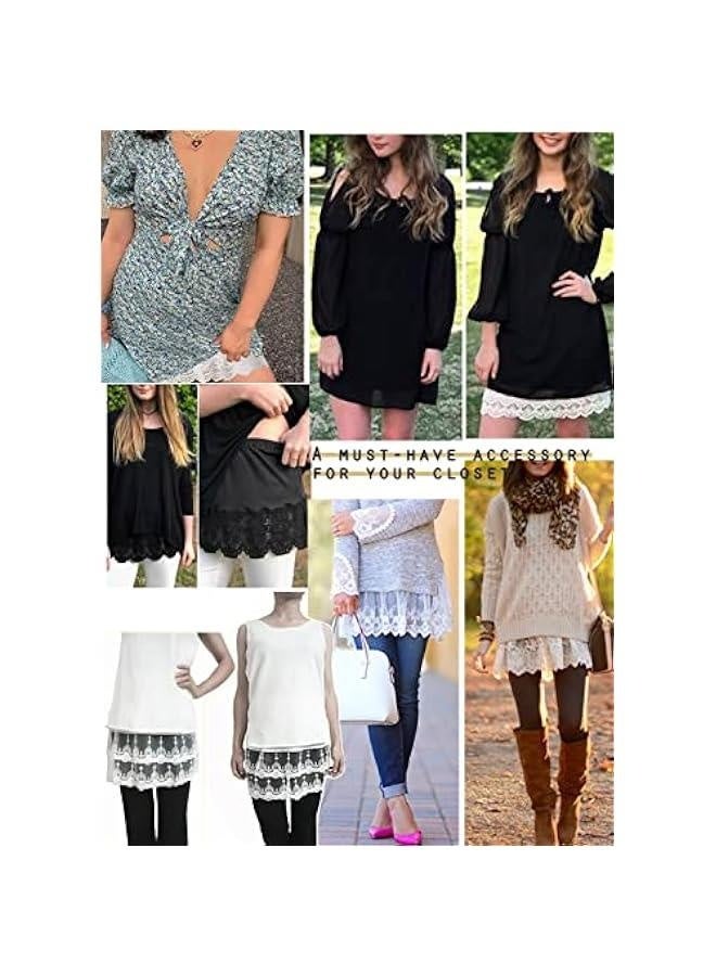 Women's Lace Extender Mini Lace Underskirt Skirts Half Slip Extra Length Plus Size - Image 3