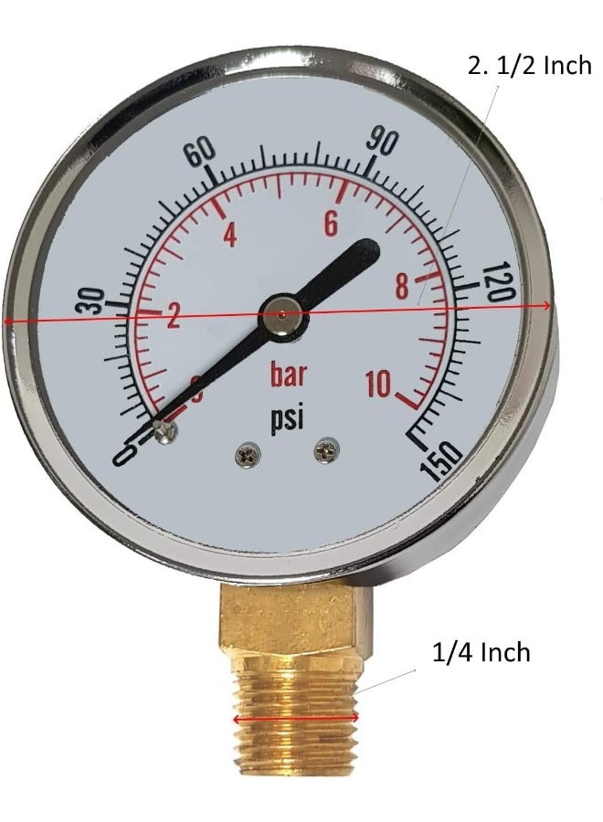 Royal Apex Heavy Duty Pressure Gauge 2.1/2 Inch For Water Air Oil 10 Bar 150Psi - Image 2