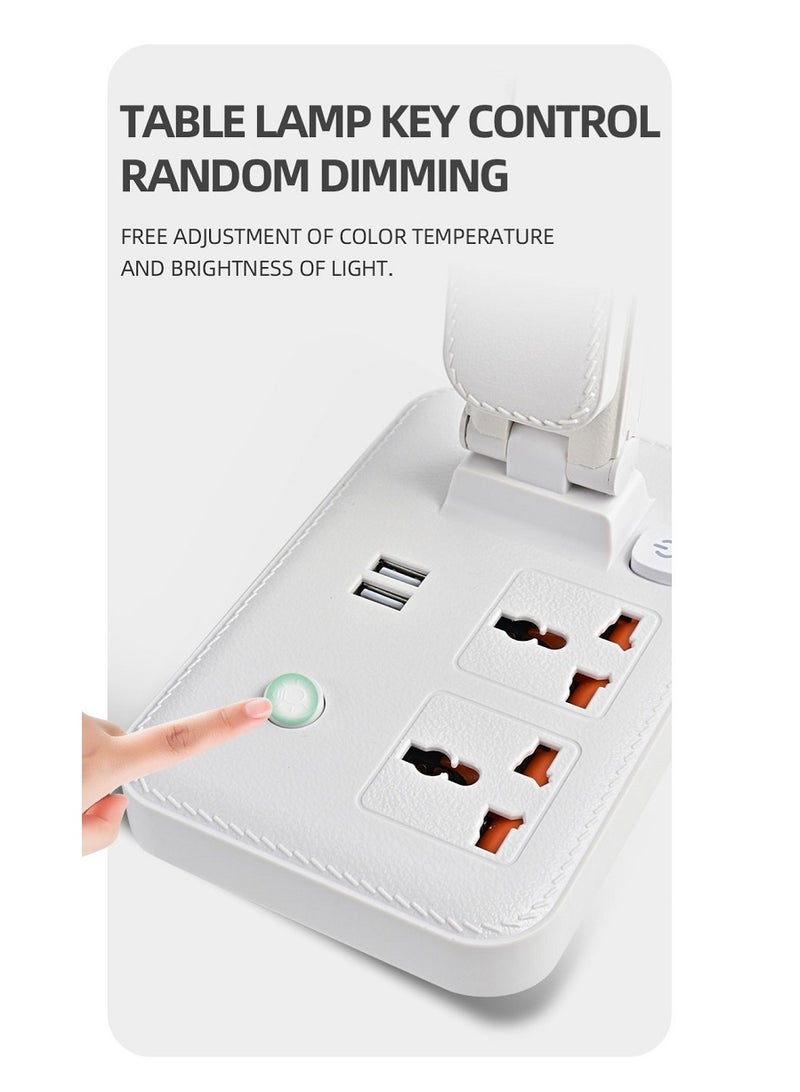 Power Strip with LED Desk Lamp, 2 Outlets 2 USB Ports 3 Modes with Remote Control, Touch Lamp Small Desk Lamp for Home Office Bedroom Bedside, Study Reading Light, 2M Extension Cord - Image 5