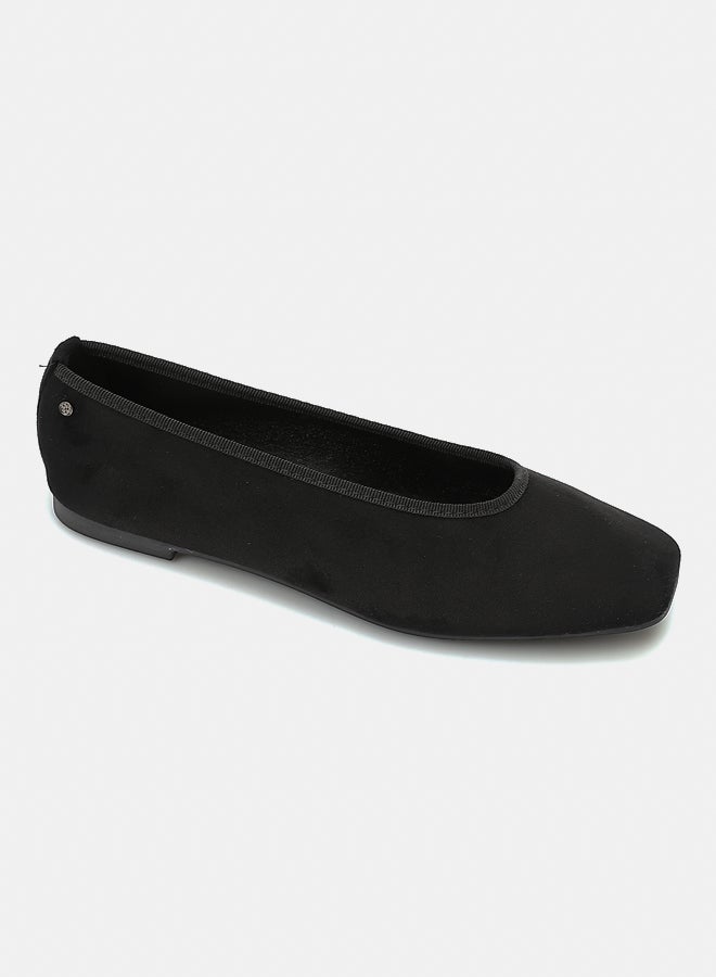 Dejavu Shoes FAN-DVTX-004 Suede Simple And Plain Black Slip On For Women - Image 1