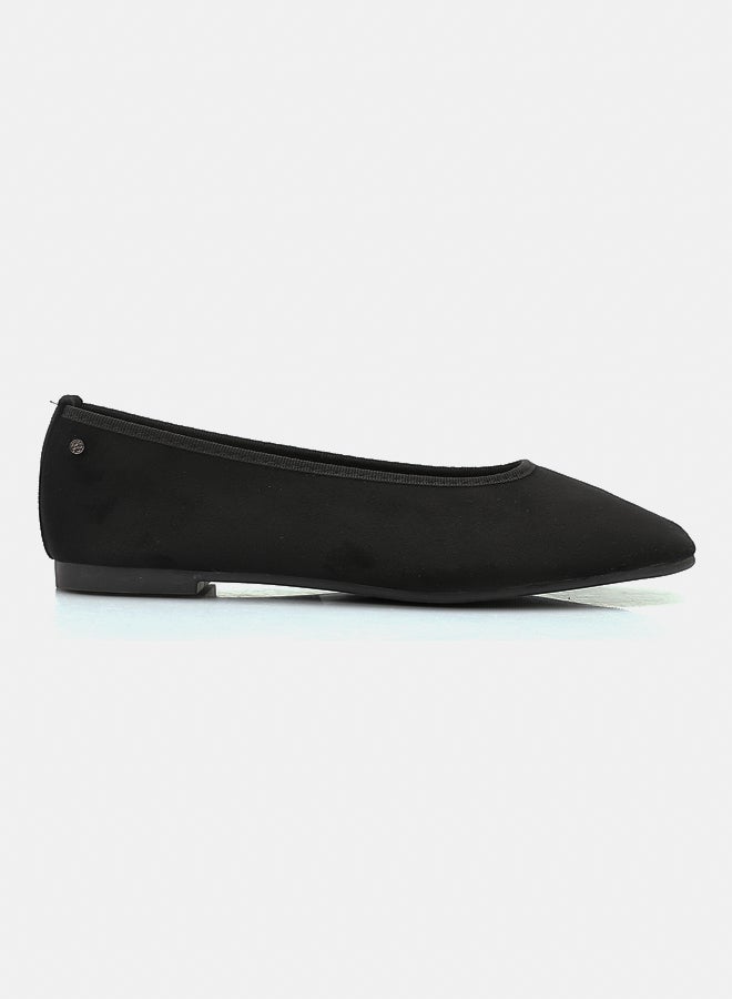 Dejavu Shoes FAN-DVTX-004 Suede Simple And Plain Black Slip On For Women - Image 2