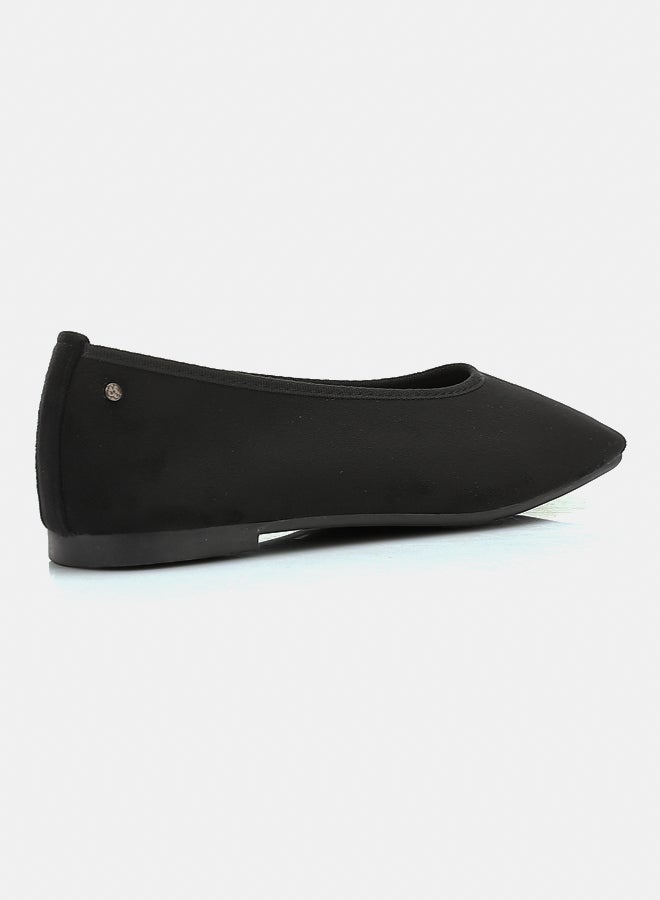 Dejavu Shoes FAN-DVTX-004 Suede Simple And Plain Black Slip On For Women - Image 3