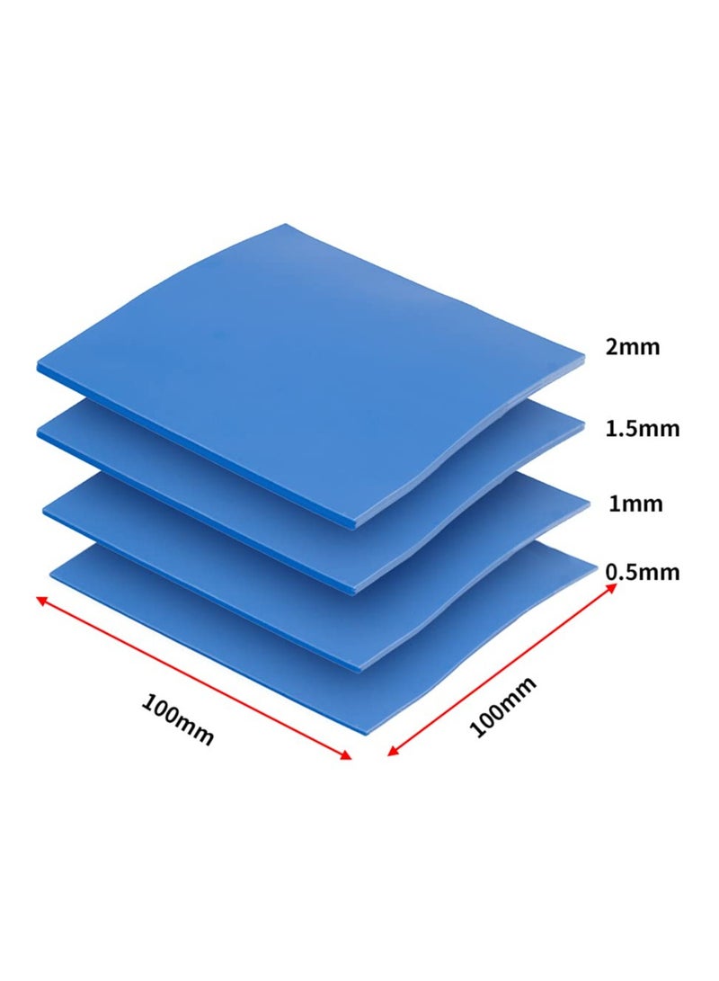 غنافوتو 4 حزم من الوسادات الحرارية، 100 × 100 مم، 0.5 مم، 1 مم، 1.5 مم، 2 مم، موصلية حرارية عالية الكفاءة 6.0 واط/م كلفن، وسادات حرارية من السيليكون المقاوم للحرارة لمبردات الكمبيوتر المحمول CPU GPU SSD IC LED - Image 2