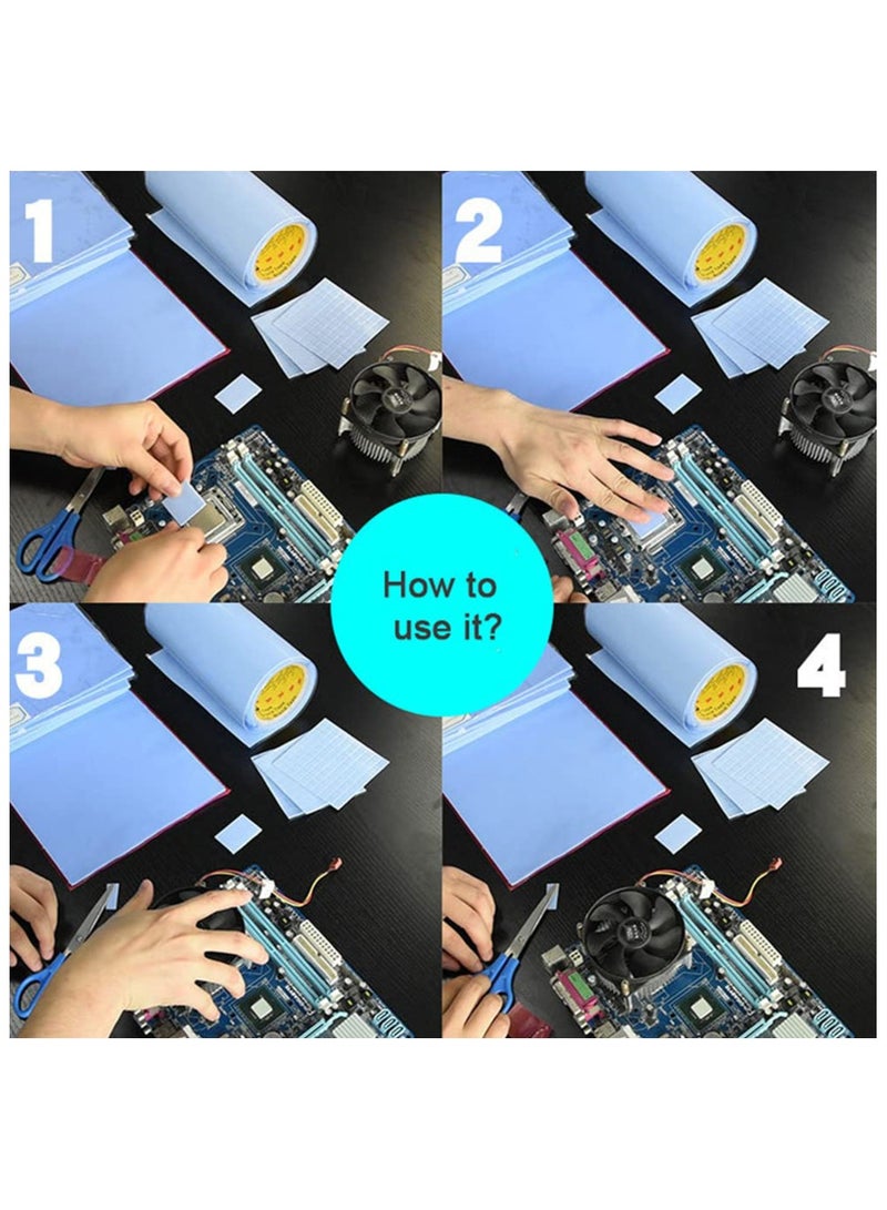 غنافوتو 4 حزم من الوسادات الحرارية، 100 × 100 مم، 0.5 مم، 1 مم، 1.5 مم، 2 مم، موصلية حرارية عالية الكفاءة 6.0 واط/م كلفن، وسادات حرارية من السيليكون المقاوم للحرارة لمبردات الكمبيوتر المحمول CPU GPU SSD IC LED - Image 4