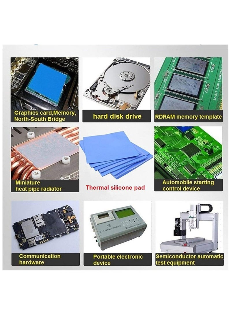 غنافوتو 4 حزم من الوسادات الحرارية، 100 × 100 مم، 0.5 مم، 1 مم، 1.5 مم، 2 مم، موصلية حرارية عالية الكفاءة 6.0 واط/م كلفن، وسادات حرارية من السيليكون المقاوم للحرارة لمبردات الكمبيوتر المحمول CPU GPU SSD IC LED - Image 5