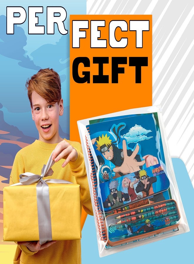 Naruto Stationery Set with Colouring Pencils Tin Pencil Case Childrens Notebooks Bumper Stationery Pack Anime Stationery Set School Supplies Anime Gifts for Boys - Image 3