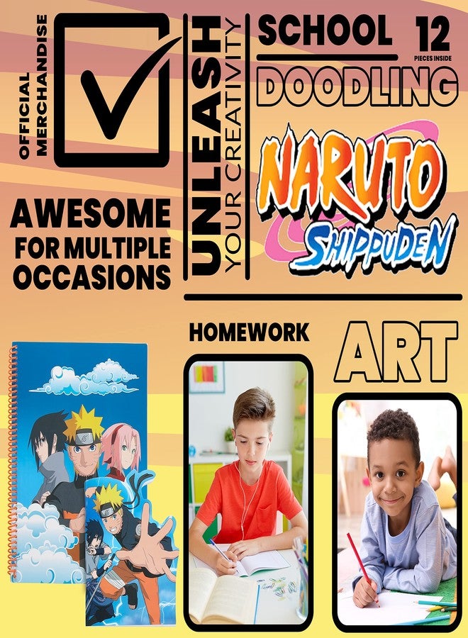 Naruto Stationery Set with Colouring Pencils Tin Pencil Case Childrens Notebooks Bumper Stationery Pack Anime Stationery Set School Supplies Anime Gifts for Boys - Image 4