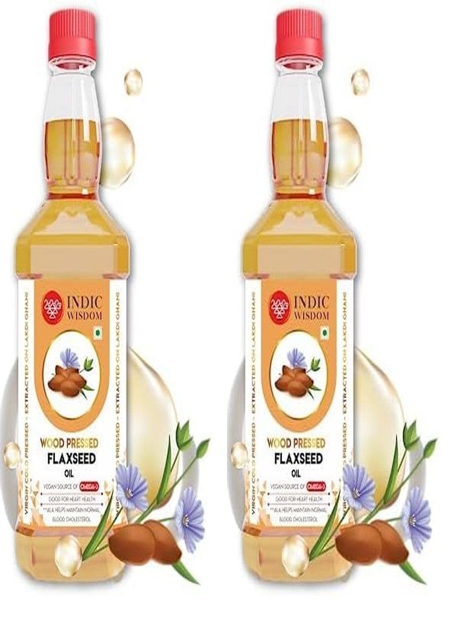 IndicWisdom Wood Pressed Flaxseed Oil 500 ml (Cold Pressed Flaxseed Oil - Extracted on Wooden Churner) (Pack of 2) - Image 1