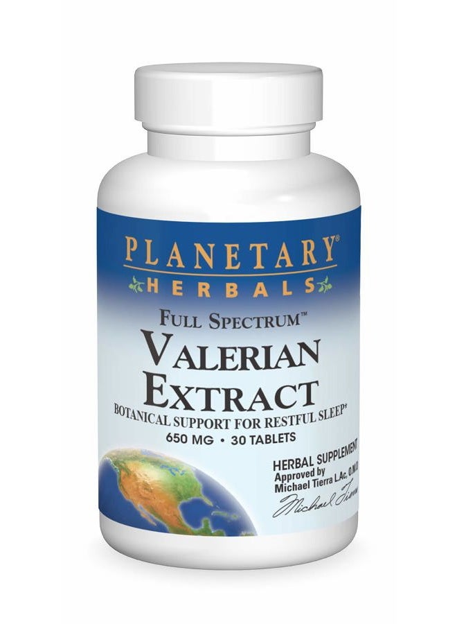 PLANETARY HERBALS Full Spectrum Valerian Extract Tablets, 30 Count - Image 1
