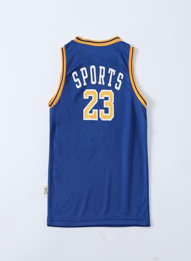 Tiuredx Toddler Baby Boys Basketball Jersey Outfit Toddler Kids Sports Shorts Set Summer Clothes (Blue_N23, 5 Years) - Image 3