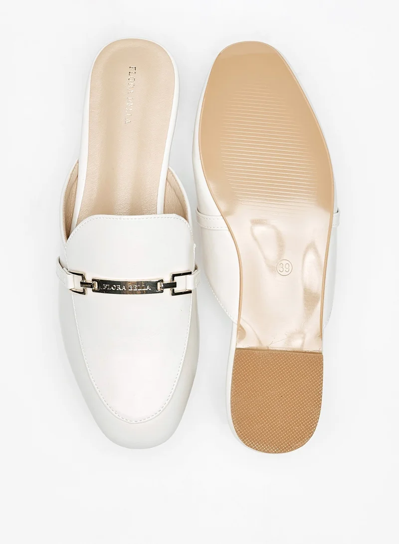 Flora Bella Womens Solid Mules With Metallic Accent