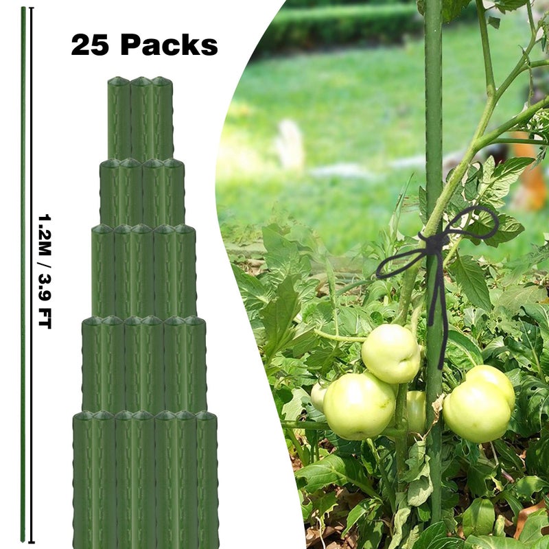 Xiny Tool Garden Stakes, 25 Pack 4 Ft Steel Plant Garden Tomato Stakes with Plastic Coat for Climbing Plants (25 Pack 48 Inch) - Image 2