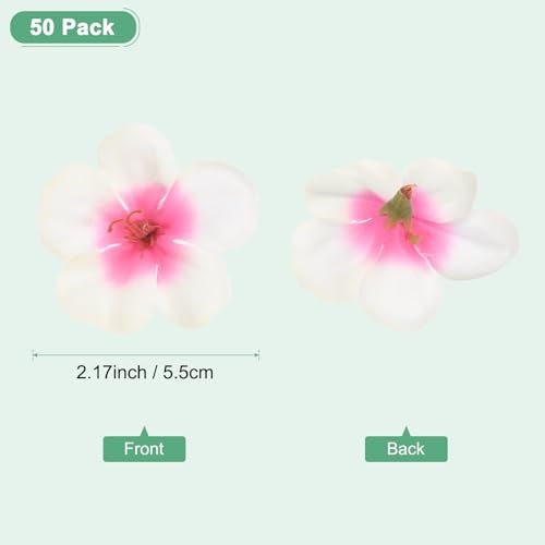 M METERXITY 50-Pack Artificial Orchid Flower Heads, Fake Silk Orchid Flowers Head for DIY Crafts/Dress/Wedding/Party Decoration [Pink+White, 2.2"/ 5.5cm] - Image 3