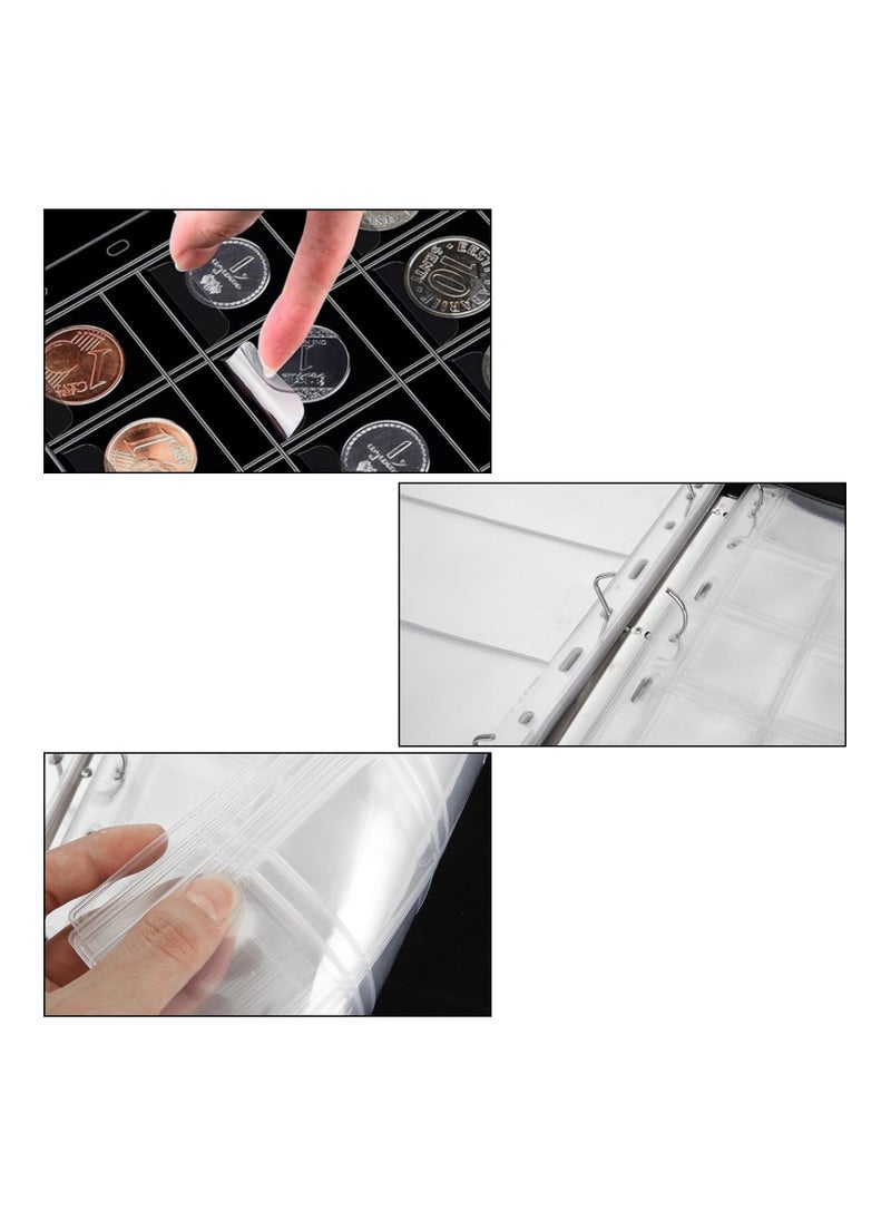 Coin Collection Book, Holder for Collectors, 200 Pockets Coins, Collecting Album with Zipper and Handle & 30 Sleeves Paper Money Display Storage, Case for Coin Currency Collection Supplies