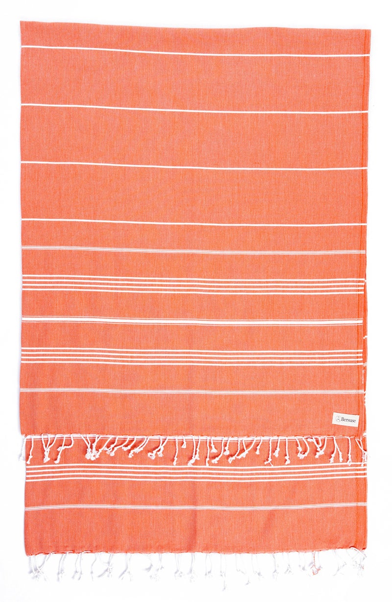 Bersuse Towels Anatolia XL Beach Blanket Throw Blanket Turkish Towel 100 Cotton ExtraLarge QuickDry Lightweight Premium Peshtemal Towel  61x82 Inches Dark Orange
