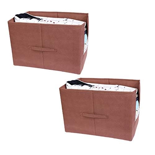 MBW Clothes Organizer for Wardrobe | Cupboard Storage Organizer Box | Shirt & Saree Stacker | Foldable Fabric Organiser – Brown, Pack of 2 - Image 2