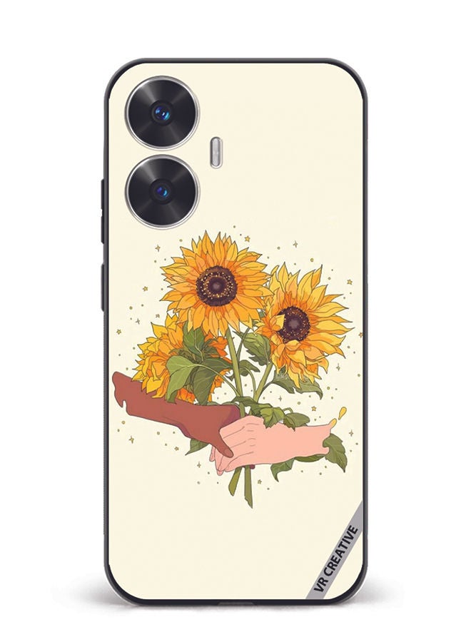 VR CREATIVE Protective Case Cover For Realme C55 Sunflower With Hands Design Multicolour - Image 1