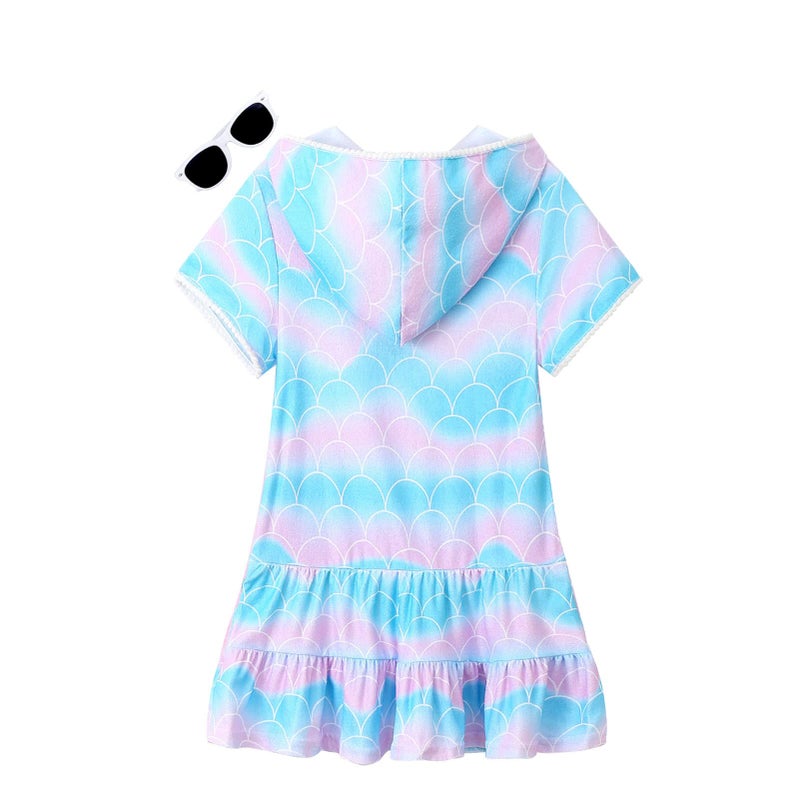 LUCKYGAL Kids Mermaid Beach Coverup Girls Swimsuit Coverup Zip-Up Beach Bathing Suit Wraps,4t 5t - Image 4