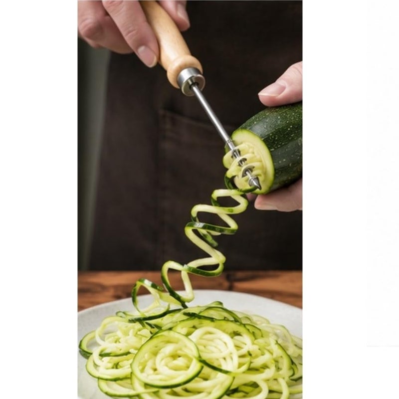 Premium Spiral Vegetable Corer with Wooden Handle | Professional Stainless Steel Drill Corer & Seed Remover | Heavy-Duty Twisting Tool for Hollowing Zucchini, Eggplant & Potatoes for Stuffing - Image 5