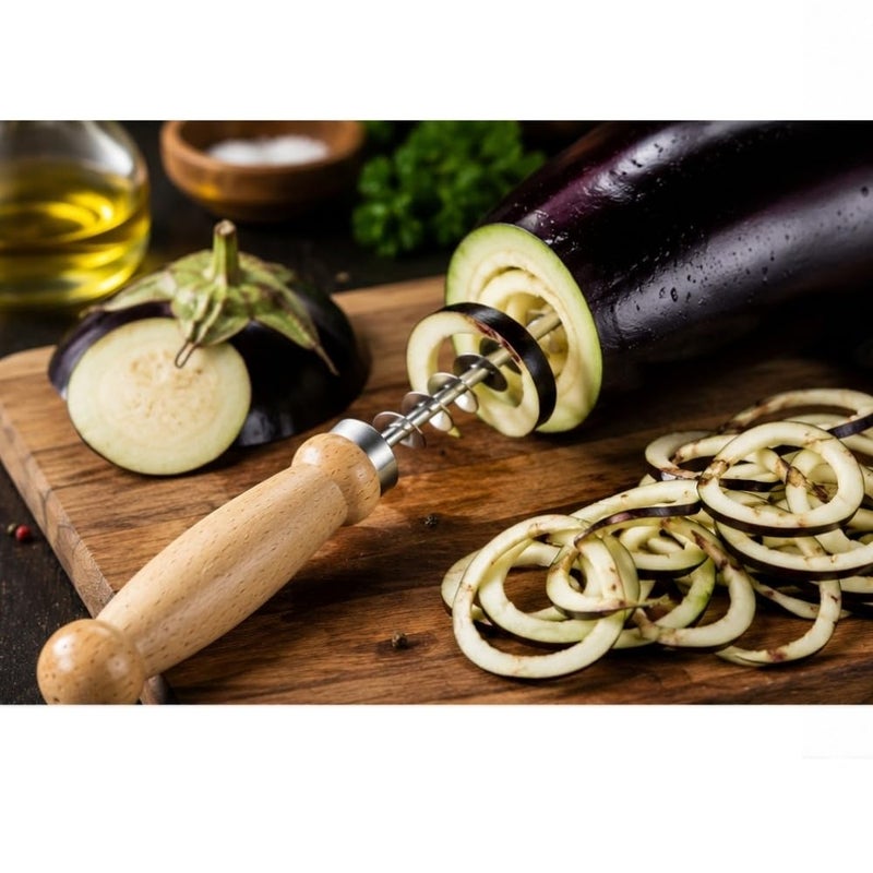 Premium Spiral Vegetable Corer with Wooden Handle | Professional Stainless Steel Drill Corer & Seed Remover | Heavy-Duty Twisting Tool for Hollowing Zucchini, Eggplant & Potatoes for Stuffing - Image 4