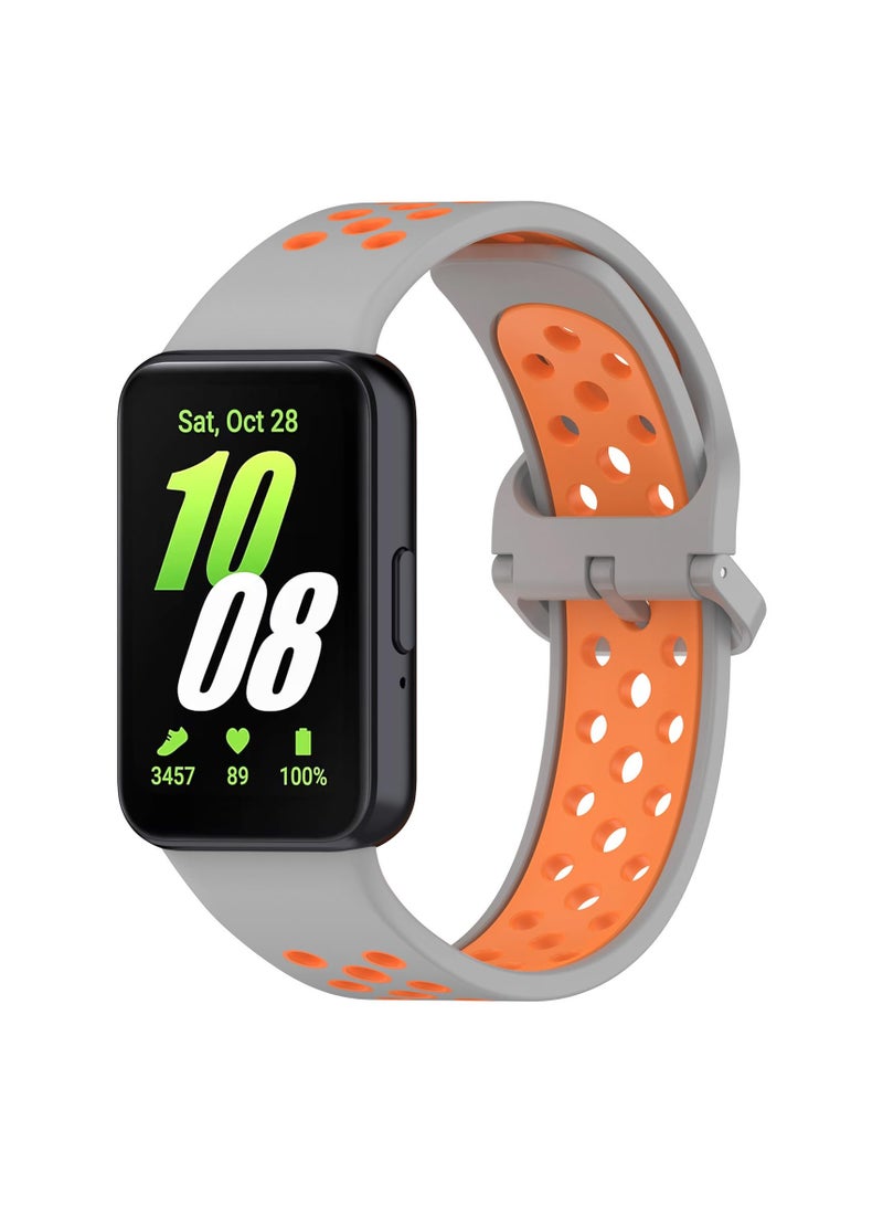 SOLARAE Silicone Sport Band for Samsung Galaxy Fit 3, Breathable Two-tone Porous Replacement Watch Strap, Soft Silicone Replacement Watch Strap Wristbands, for Galaxy Fit 3 2024 SM-R390 Women Men - Image 1