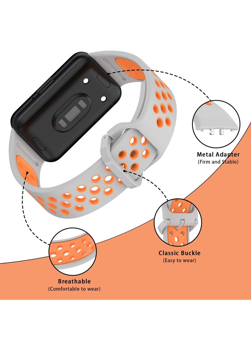 SOLARAE Silicone Sport Band for Samsung Galaxy Fit 3, Breathable Two-tone Porous Replacement Watch Strap, Soft Silicone Replacement Watch Strap Wristbands, for Galaxy Fit 3 2024 SM-R390 Women Men - Image 2