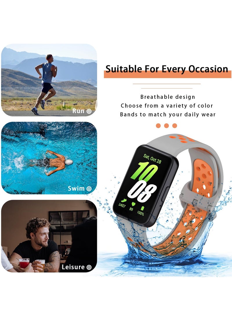 SOLARAE Silicone Sport Band for Samsung Galaxy Fit 3, Breathable Two-tone Porous Replacement Watch Strap, Soft Silicone Replacement Watch Strap Wristbands, for Galaxy Fit 3 2024 SM-R390 Women Men - Image 5