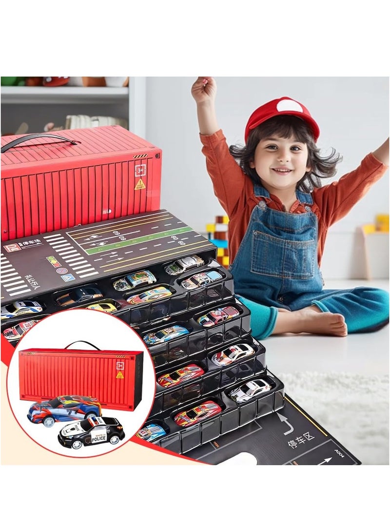 XiuWoo 48 Cars Pull Back Cars Toys for Kids Mini Cars Bulk for Kids Small Toy Cars Set with Garage and Runway, Pullback Bulk Cars for Toddlers, Boys Mini Race Car Party Favors Kids Toys Blue - Image 5