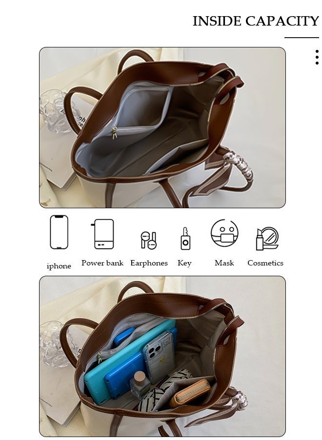 DUNISO Women's Shoulder Tote Bag Faux Leather Handbag for Women Large Capacity Messenger Fashionable Travel Shoulder Bag for Ladies Girls College Students - Image 5