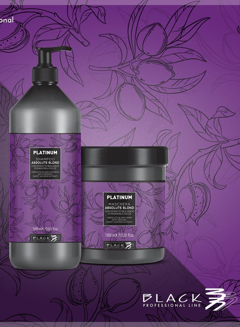 Black Professional Line Platinum Absolute Blond Hair Mask 1000ml – Anti-Yellow Toning with Almond Extract - Image 2