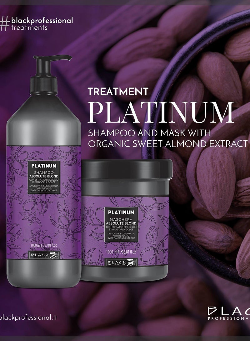 Black Professional Line Platinum Absolute Blond Hair Mask 1000ml – Anti-Yellow Toning with Almond Extract - Image 3