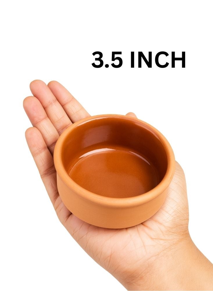 كلاي أوعية طينية صغيرة - عبوة من ٤ قطع مقاس ٣٫٥ بوصة - طقم تقديم من الطين الريفي - Image 3