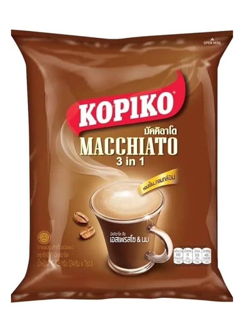 Kopiko Macchiato 3 in 1 Instant Coffee Mix, Rich Espresso with Creamy Milk, 24 Sachets - Image 1