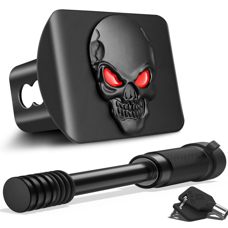 OGYE Metal Skull 3D Emblem Hitch Cover Fits 2 Receiverswith 58 Pin Dia AntiTheft Trailer Hitch Lock