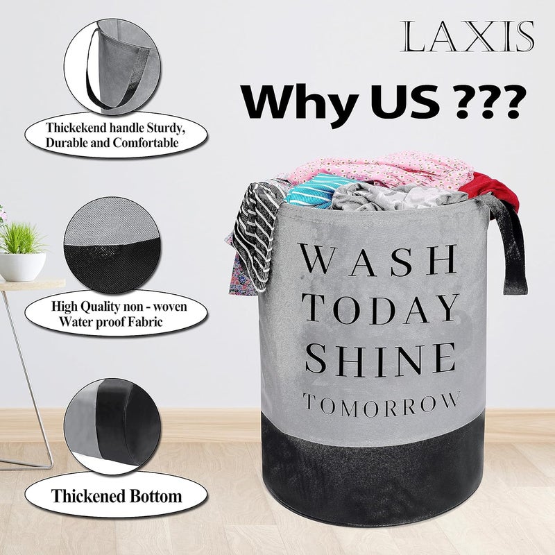 LAXIS Laundry Basket Heavy Duty Laundry Basket Clothes Storage Basket for Blankets Laundry Room Organizing Bedroom Large Dirty Clothes Bag for Dorm Apartment and Laundromat - Image 2